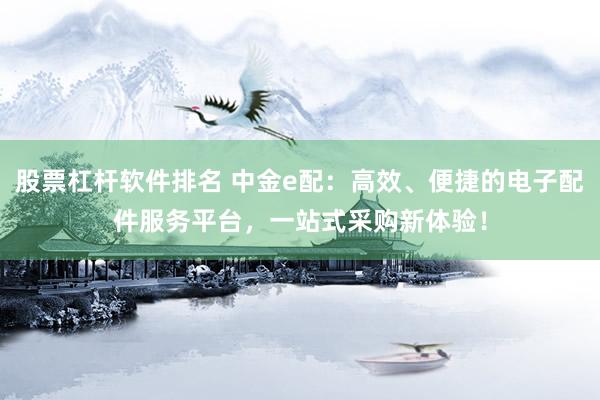 股票杠杆软件排名 中金e配：高效、便捷的电子配件服务平台，一站式采购新体验！
