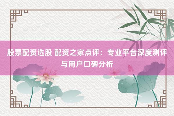 股票配资选股 配资之家点评：专业平台深度测评与用户口碑分析