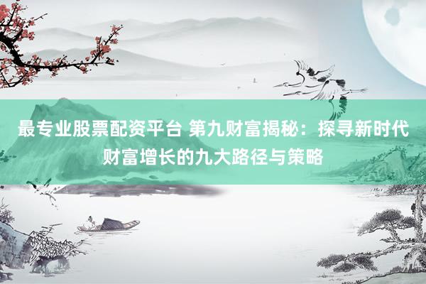 最专业股票配资平台 第九财富揭秘：探寻新时代财富增长的九大路径与策略