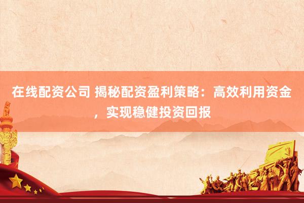 在线配资公司 揭秘配资盈利策略：高效利用资金，实现稳健投资回报