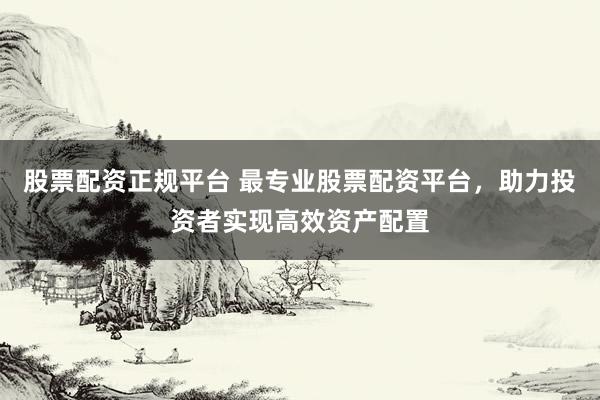 股票配资正规平台 最专业股票配资平台，助力投资者实现高效资产配置