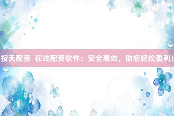 按天配资  在线配资软件：安全高效，助您轻松盈利！