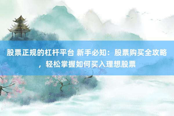 股票正规的杠杆平台 新手必知：股票购买全攻略，轻松掌握如何买入理想股票