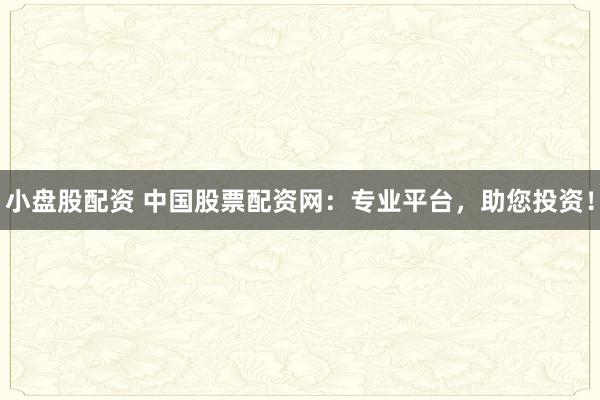 小盘股配资 中国股票配资网:专业平台,助您投资!