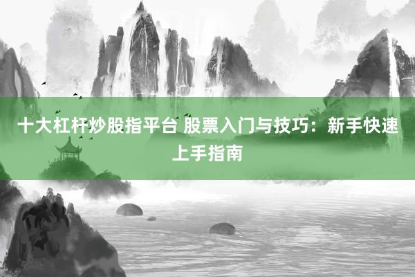 十大杠杆炒股指平台 股票入门与技巧:新手快速上手指南