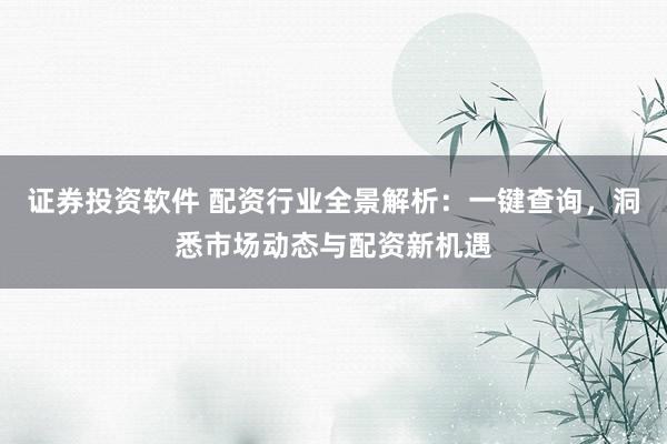 证券投资软件 配资行业全景解析：一键查询，洞悉市场动态与配资新机遇