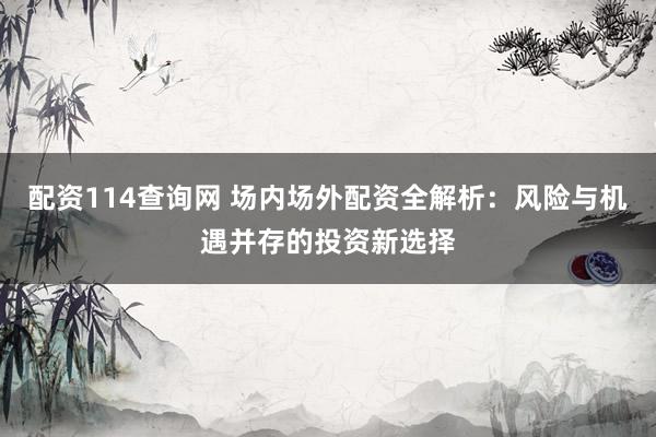配资114查询网 场内场外配资全解析:风险与机遇并存的投资新选择