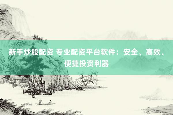 新手炒股配资 专业配资平台软件：安全、高效、便捷投资利器