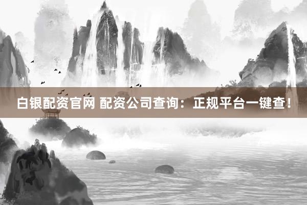 白银配资官网 配资公司查询：正规平台一键查！