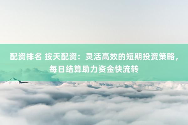 配资排名 按天配资：灵活高效的短期投资策略，每日结算助力资金快流转